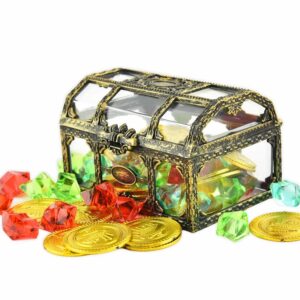 TREASURE CHEST w COINS AND DIAMONDS 10cm